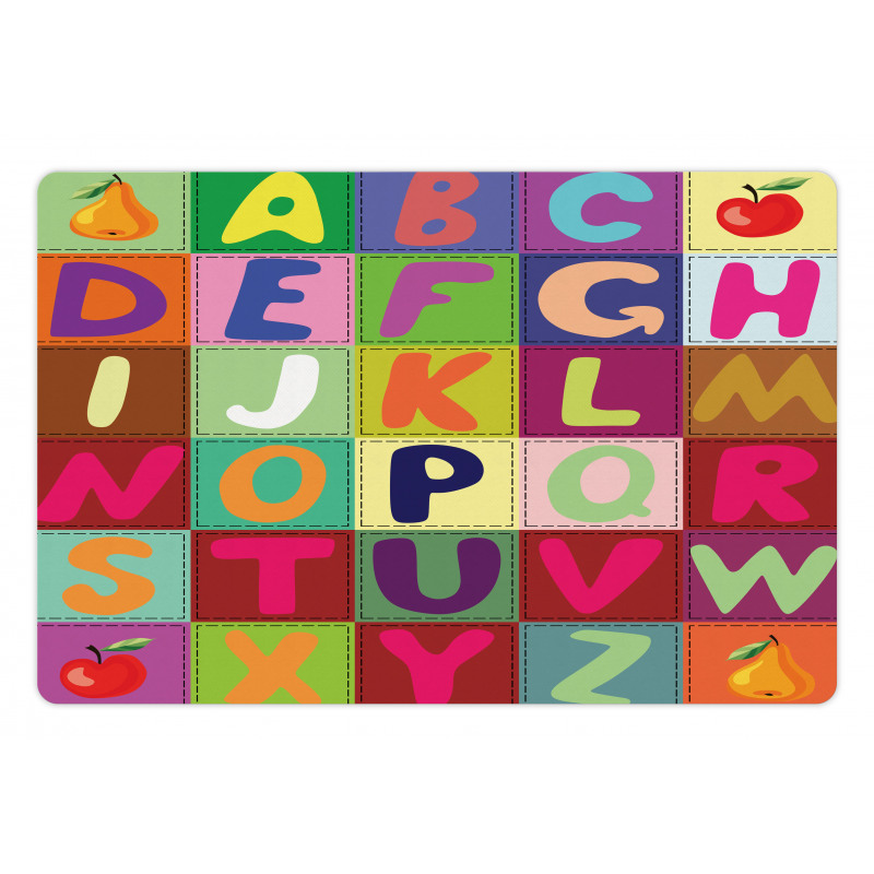 ABC and Fruits Squares Pet Mat