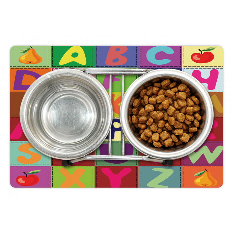 ABC and Fruits Squares Pet Mat