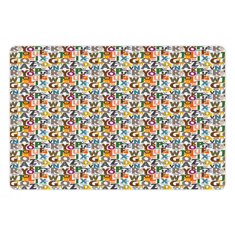 Colorful Animals Initials Pet Mat