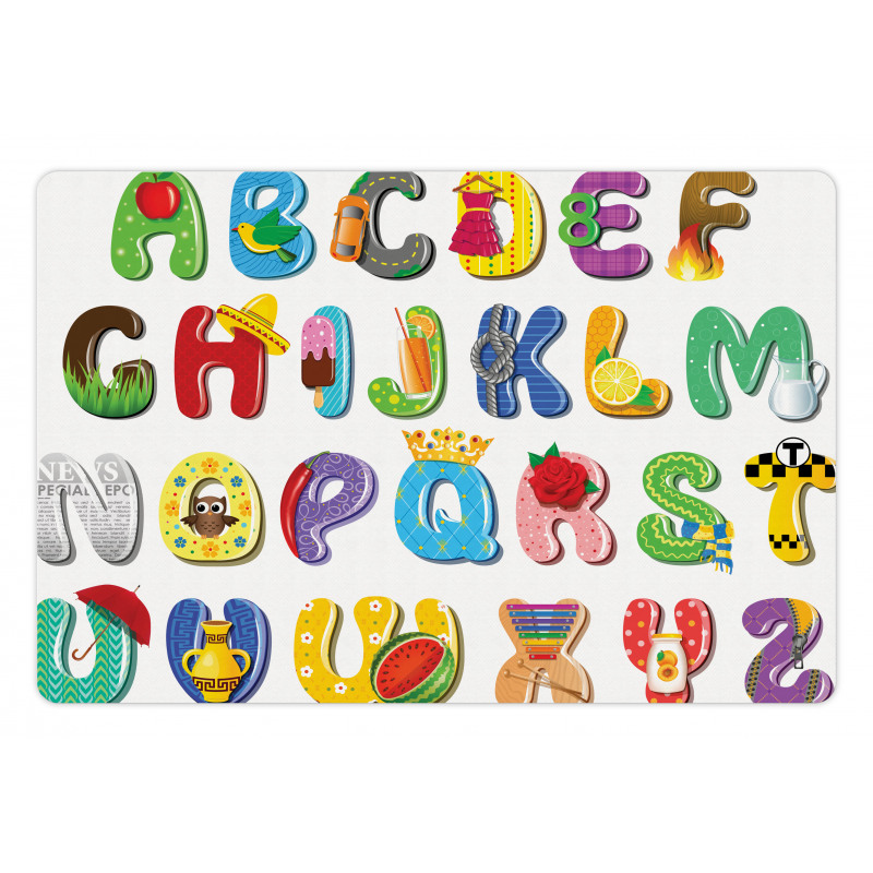 Happy Educational Letters Pet Mat