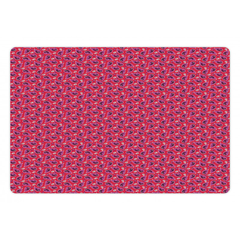 Floral Folk Art on Stripes Pet Mat