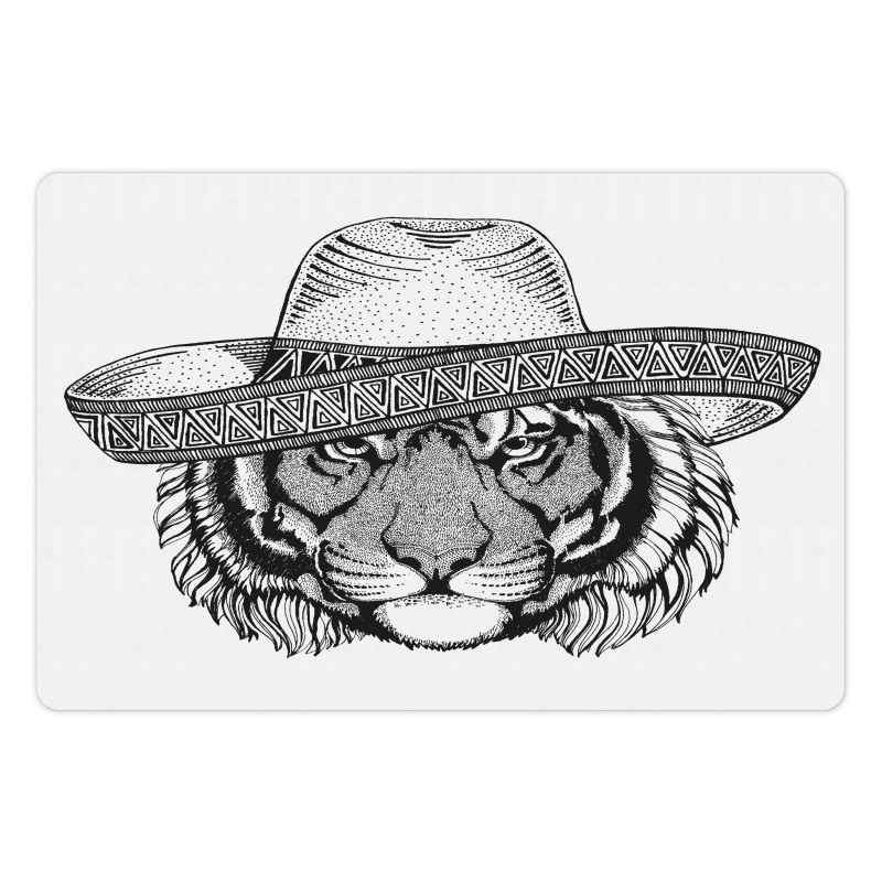 Tiger Fiesta Hat Art Pet Mat