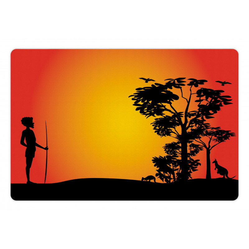 Hunting Man and Tree Pet Mat