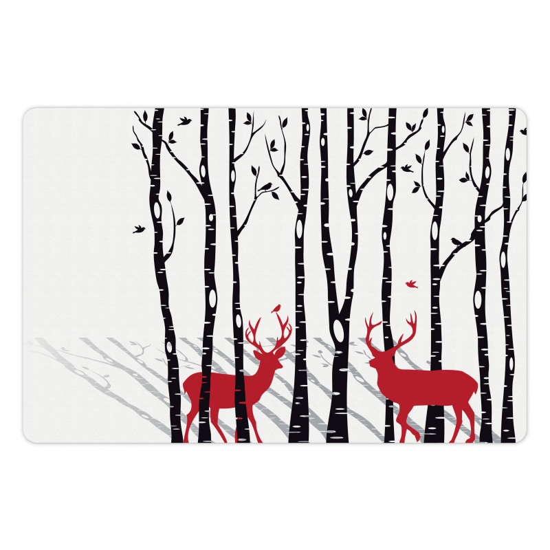 Deer Tree Forest Bird Pet Mat