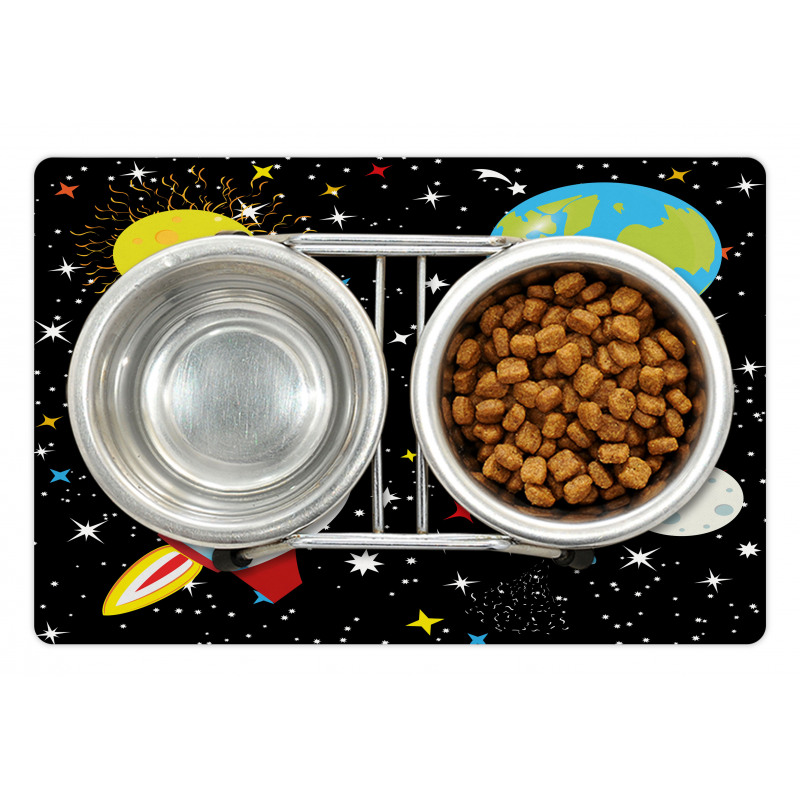 Stars Earth Moon Rocket Pet Mat