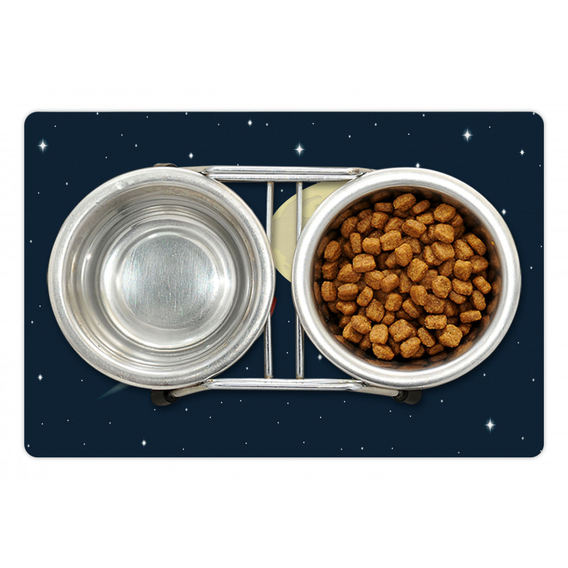 Flying Rocket and Moon Pet Mat