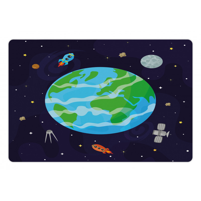 Celestial Cartoon Earth Pet Mat