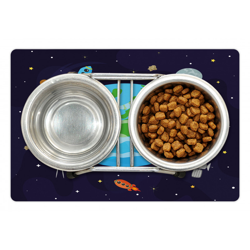 Celestial Cartoon Earth Pet Mat