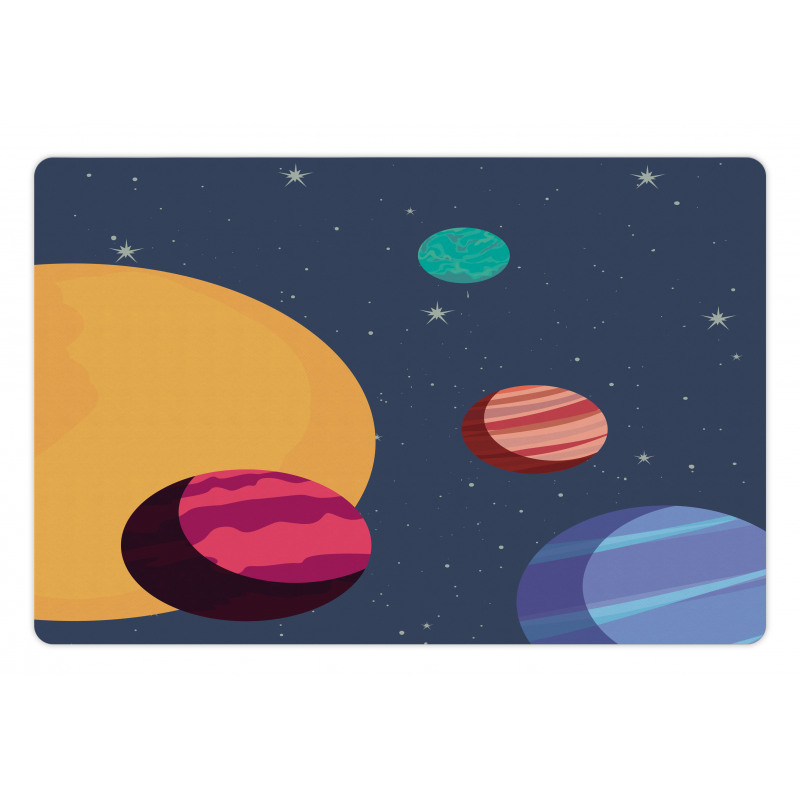 Cartoon Colorful Planets Pet Mat