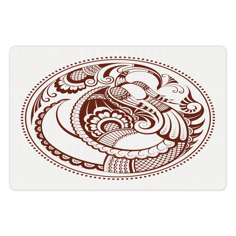 Folkloric Bird in Circle Pet Mat