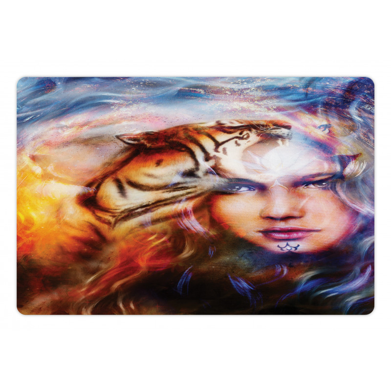 Tiger and Lion Head Pet Mat