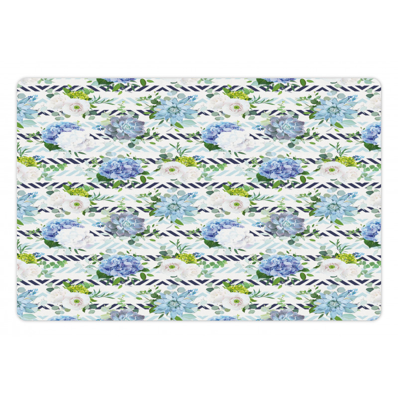 Fresh Flowers on Stripes Pet Mat