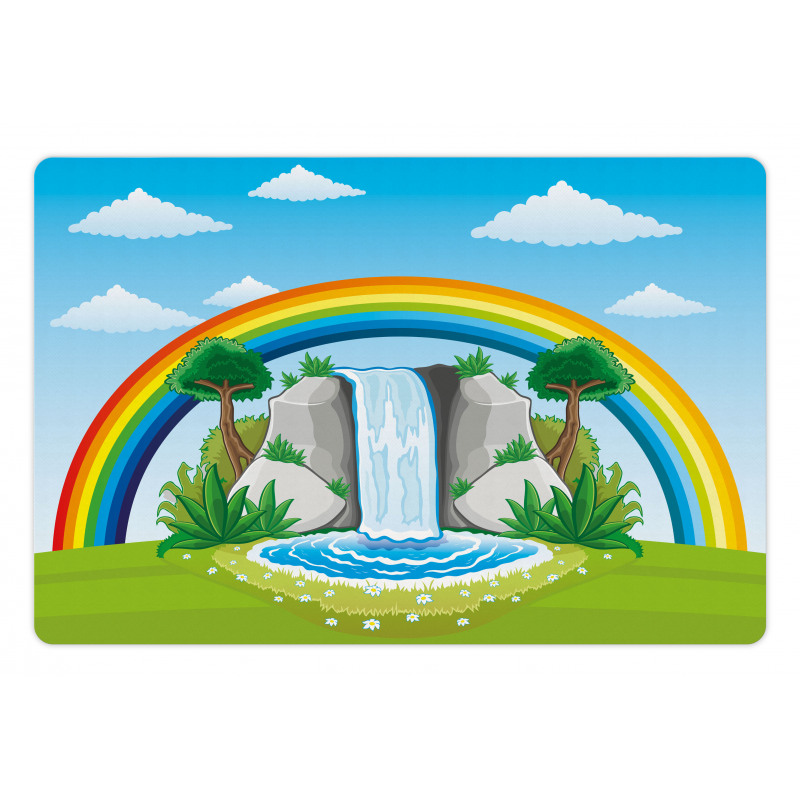 Waterfall and Rainbow Cartoon Pet Mat