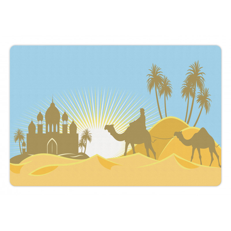 Trees and Camels on a Desert Pet Mat