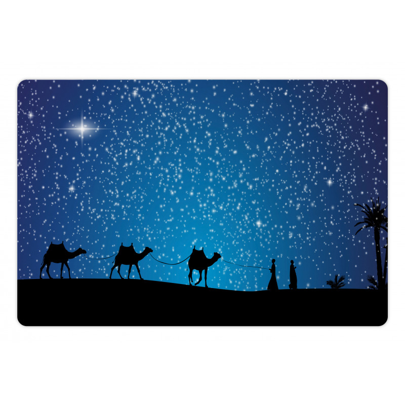 3 Camels Walking at Night Pet Mat