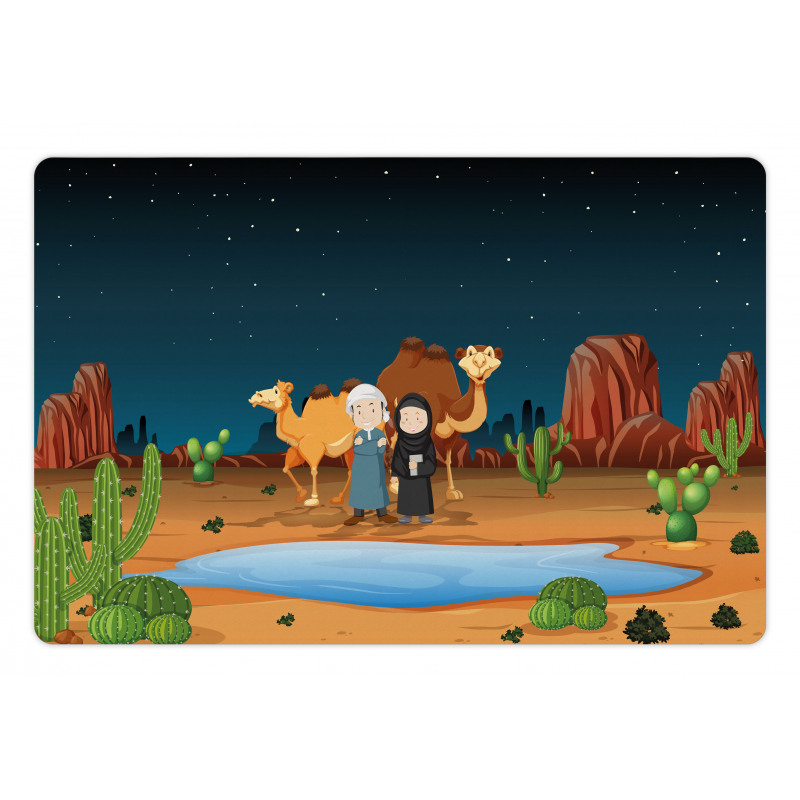 People Camels Cactus Pet Mat