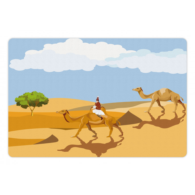 Woman Riding a Camel Pet Mat