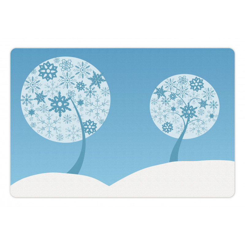 Round Snowflake Trees Pet Mat