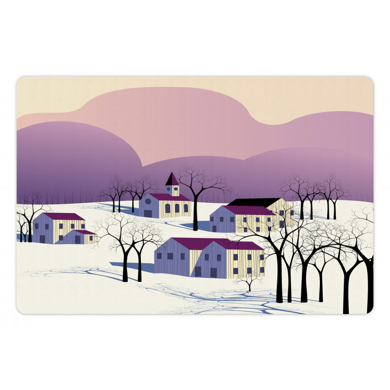 Graphical Village Scene Pet Mat