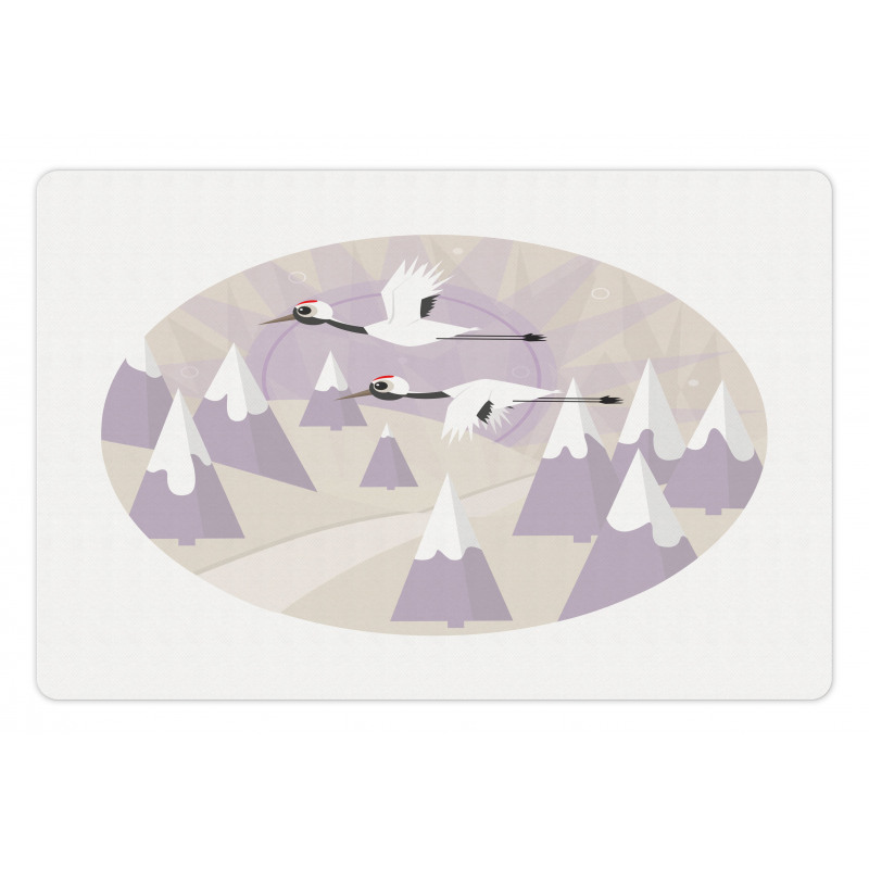 Red Crowned Cranes Flying Pet Mat