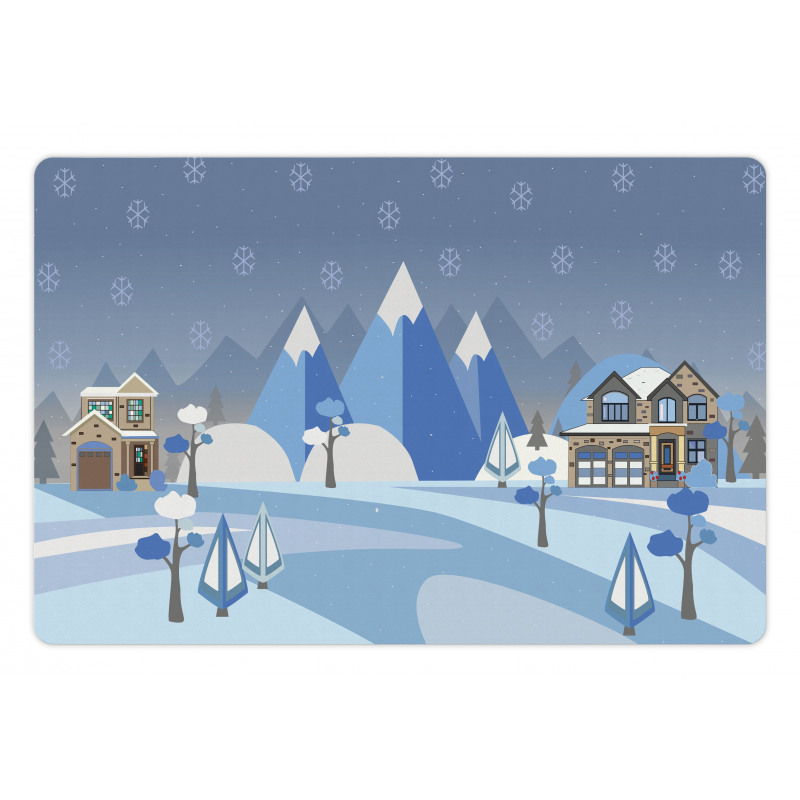 Wintry Outdoors Houses Pet Mat