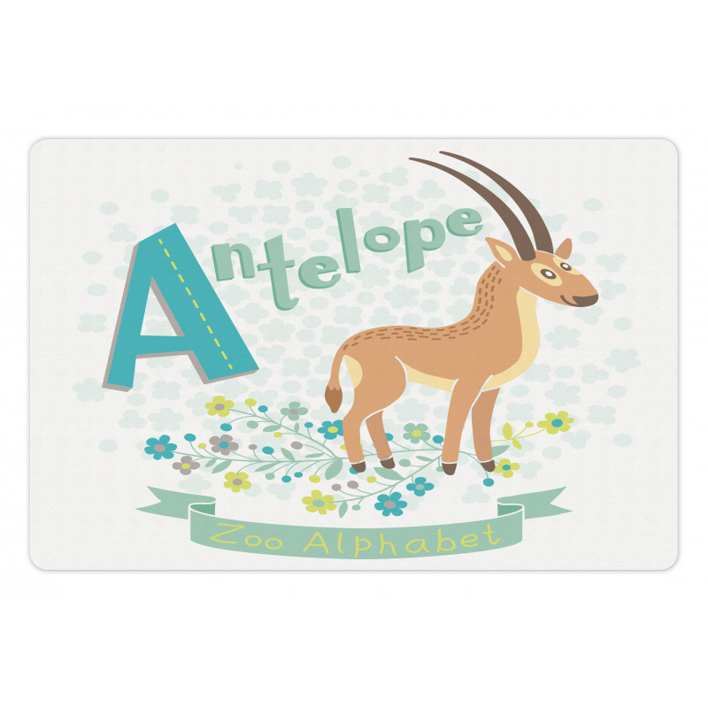 Zoo Alphabet Floral Animal Pet Mat