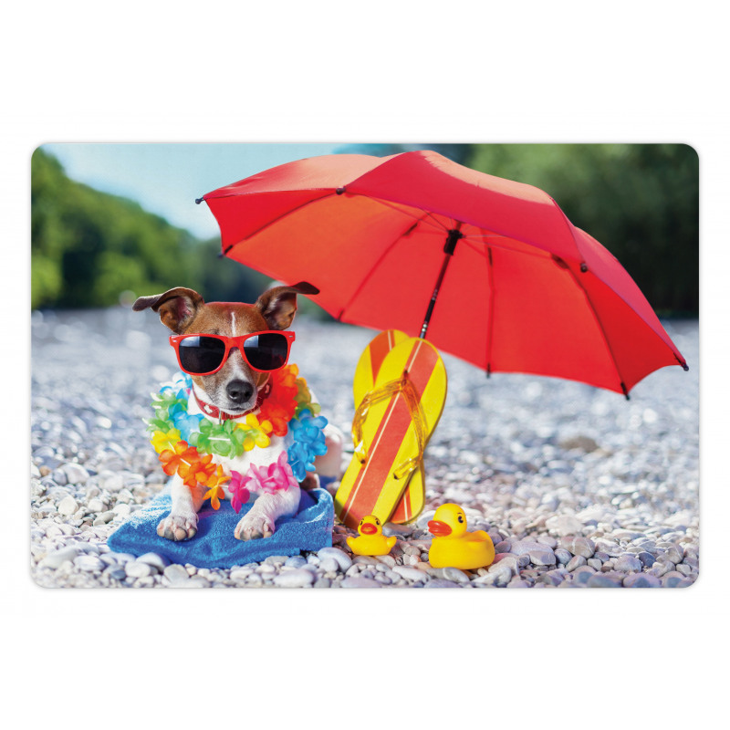 Funny Hawaiian Dog Beach Pet Mat