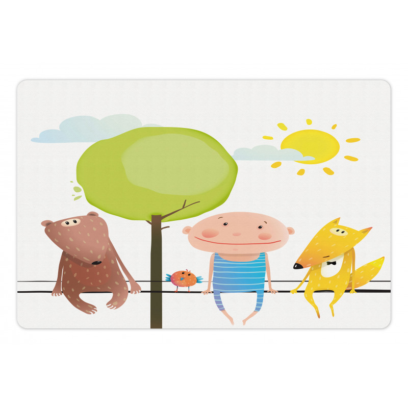 Bear Fox Child Sit on a Wire Pet Mat