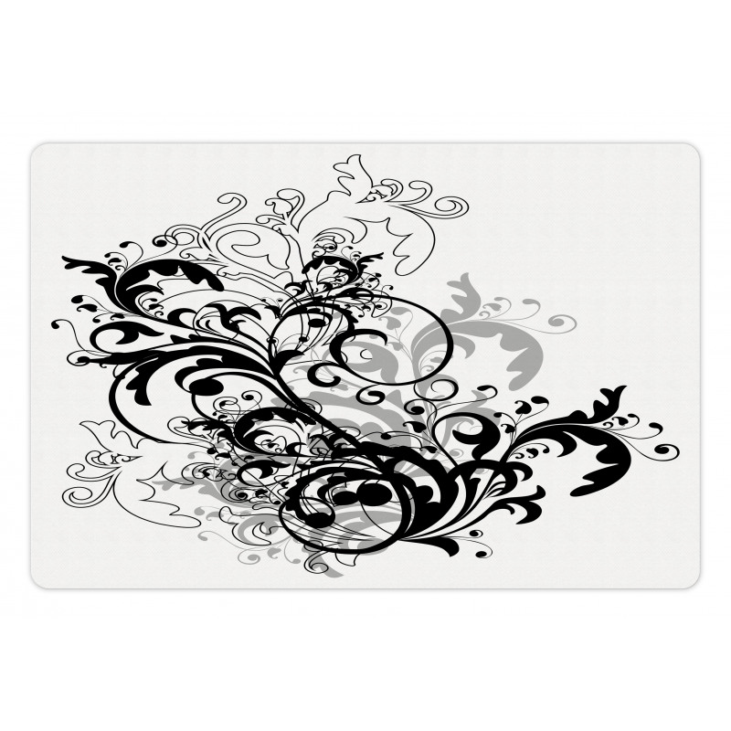 Monochrome Abstract Leaves Pet Mat