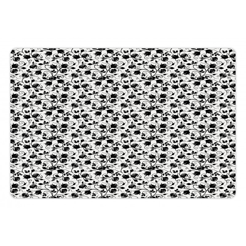 Monotone Intertwined Rosebuds Pet Mat