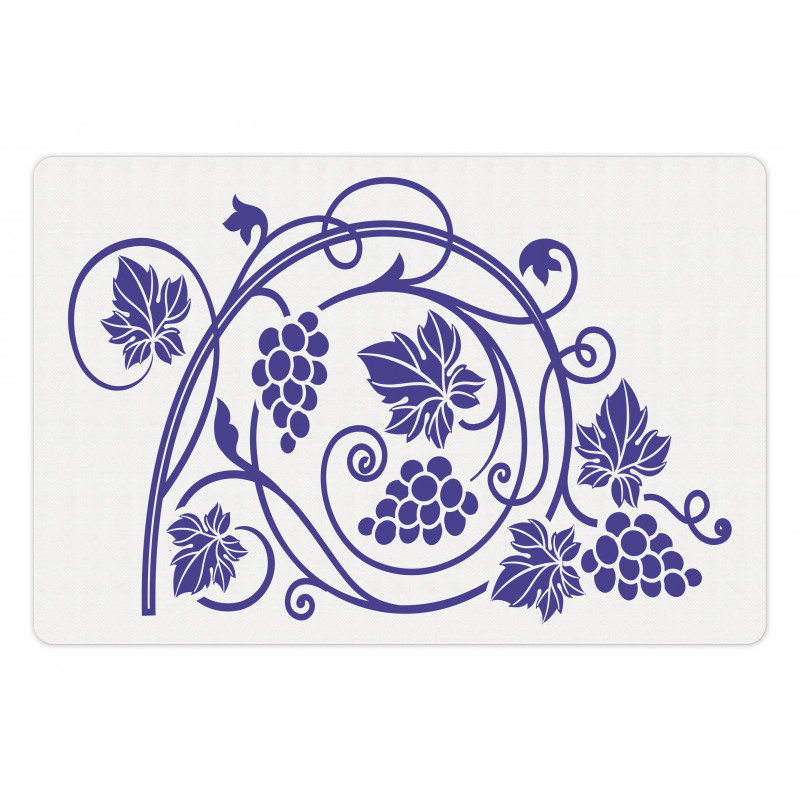 Monotone Grapes Leaves Art Pet Mat