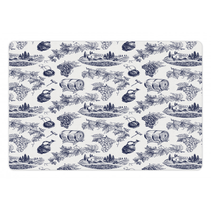 Monotone Vineyard Theme Art Pet Mat