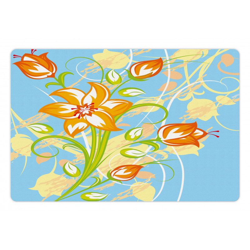 Retro Style Tiger Lily Art Pet Mat