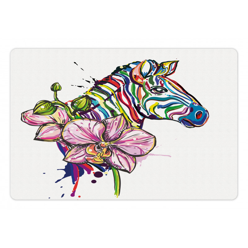 Animal Orchid Ink Art Pet Mat