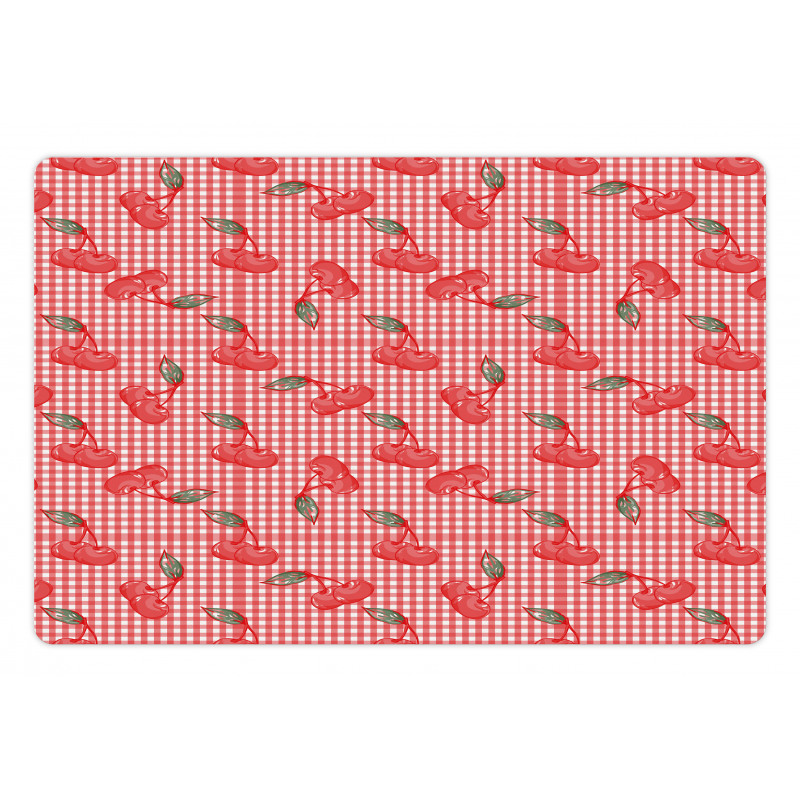 Fruit Doodles on Gingham Pet Mat