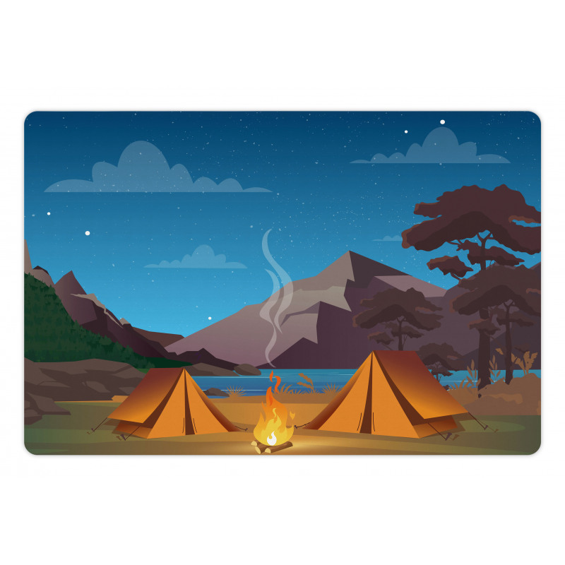 Camping in Woods at Night Pet Mat