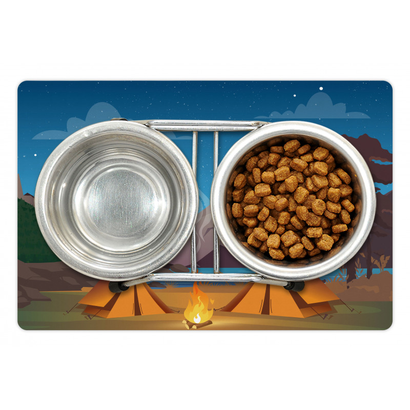 Camping in Woods at Night Pet Mat