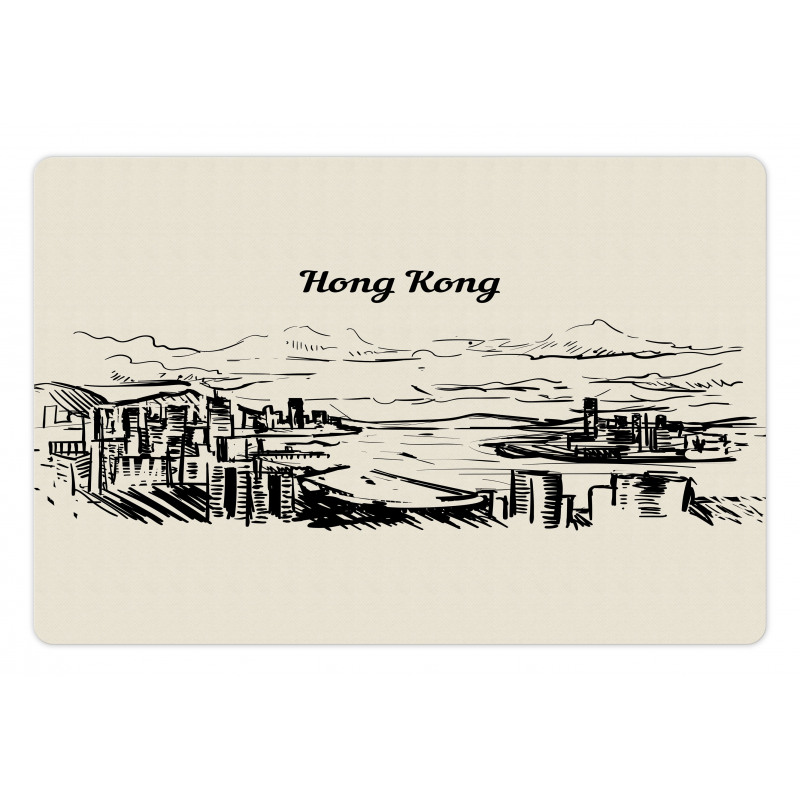 Hong Kong Skyline Wording Pet Mat