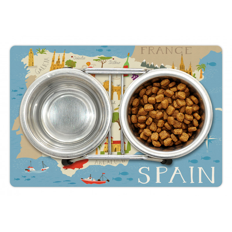 Spain Mapping Calligraphy Pet Mat