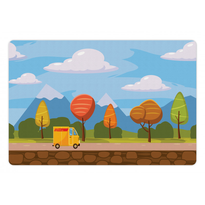 Autumn Trees and Car Pet Mat