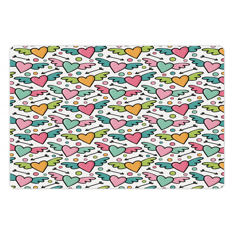 Hearts with Wings and Dots Pet Mat