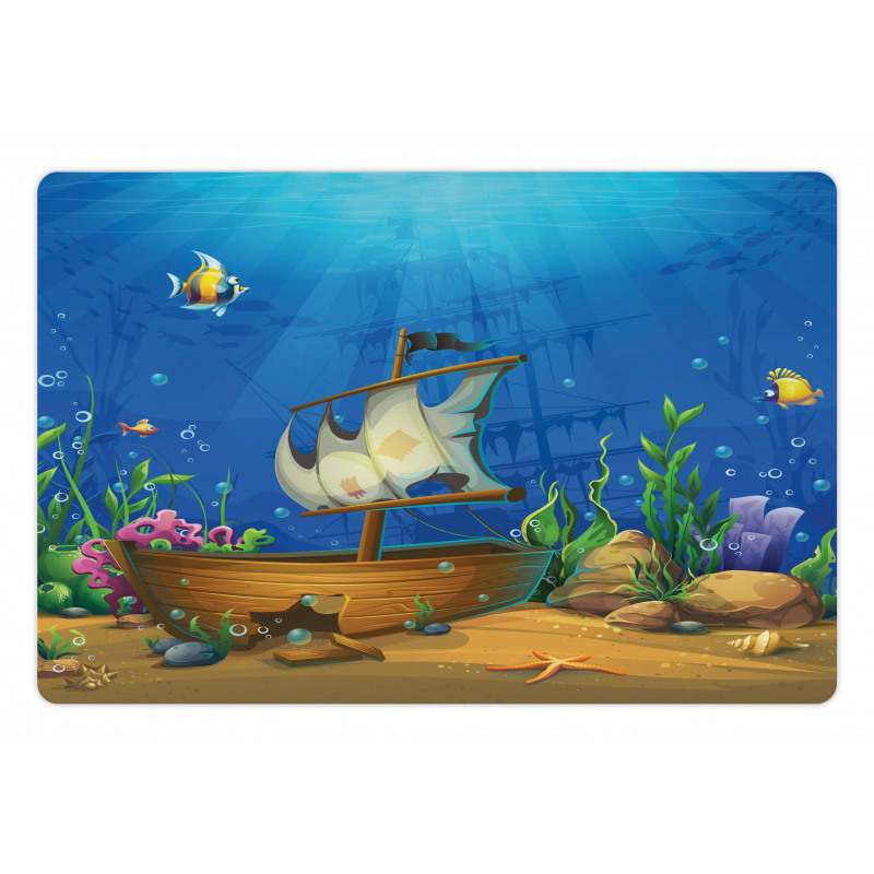 Undersea World Ship Wreck Pet Mat