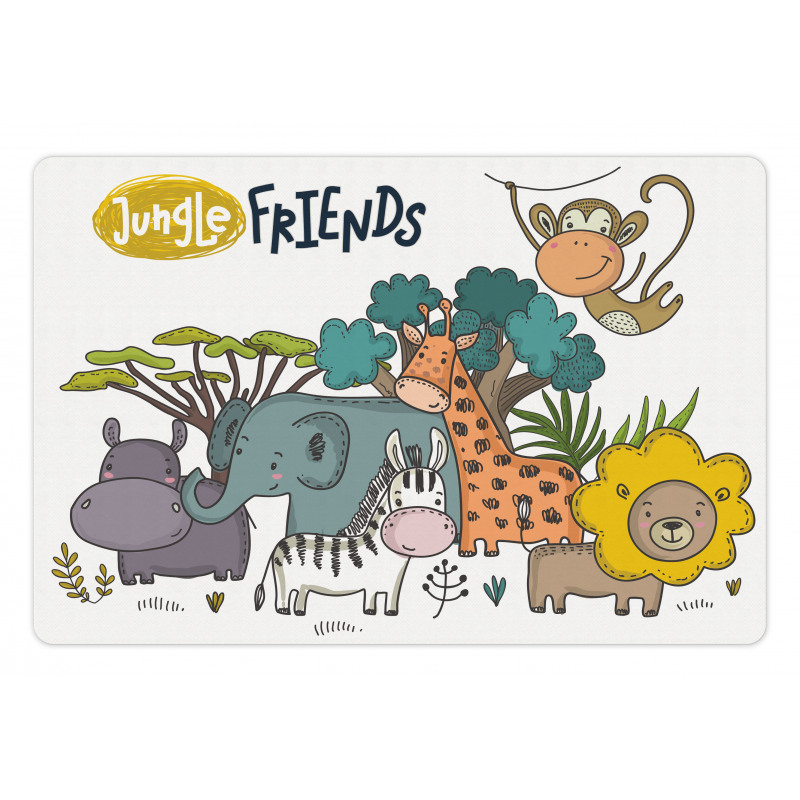 Cartoon Jungle Friends Fauna Pet Mat