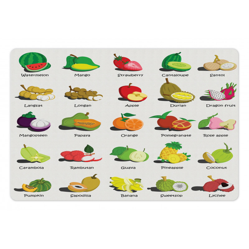 Calligraphic Food Items Pet Mat