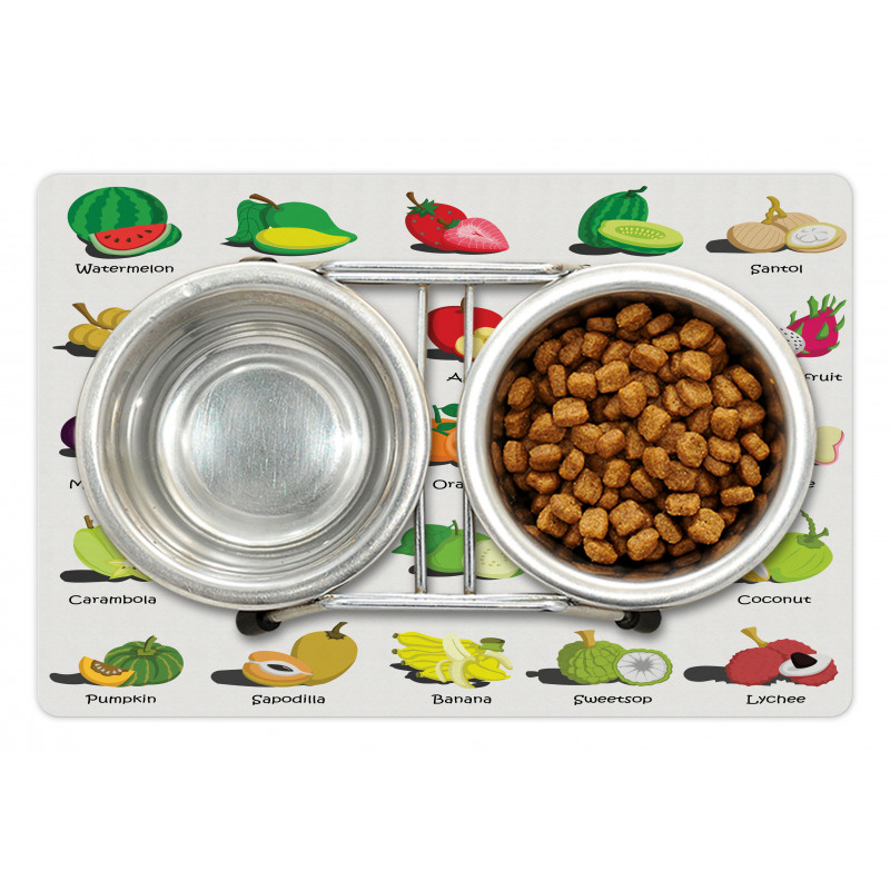 Calligraphic Food Items Pet Mat