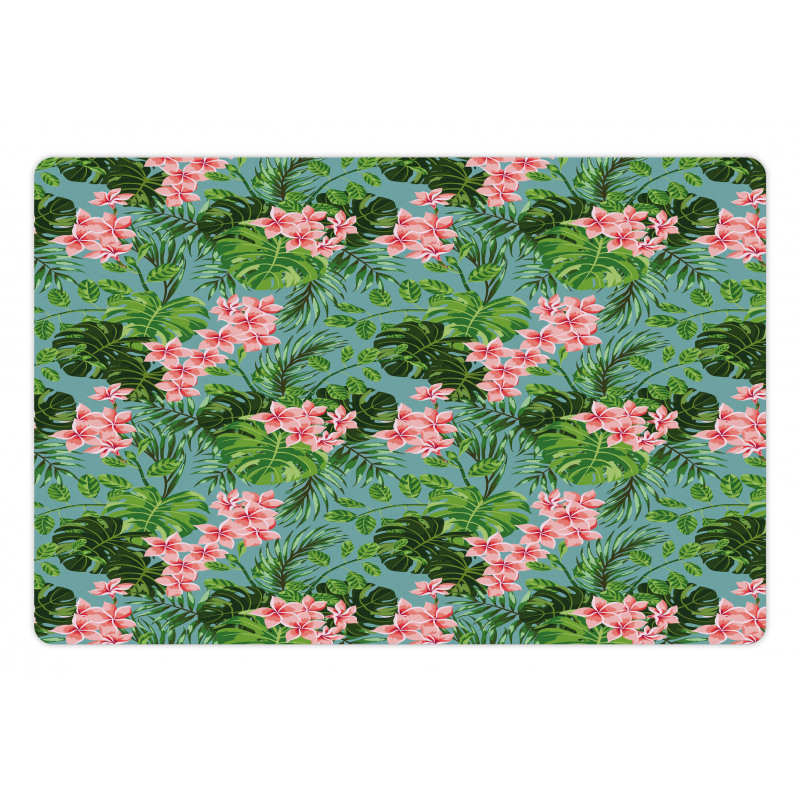 Exotic Pastel Plumeria Pattern Pet Mat