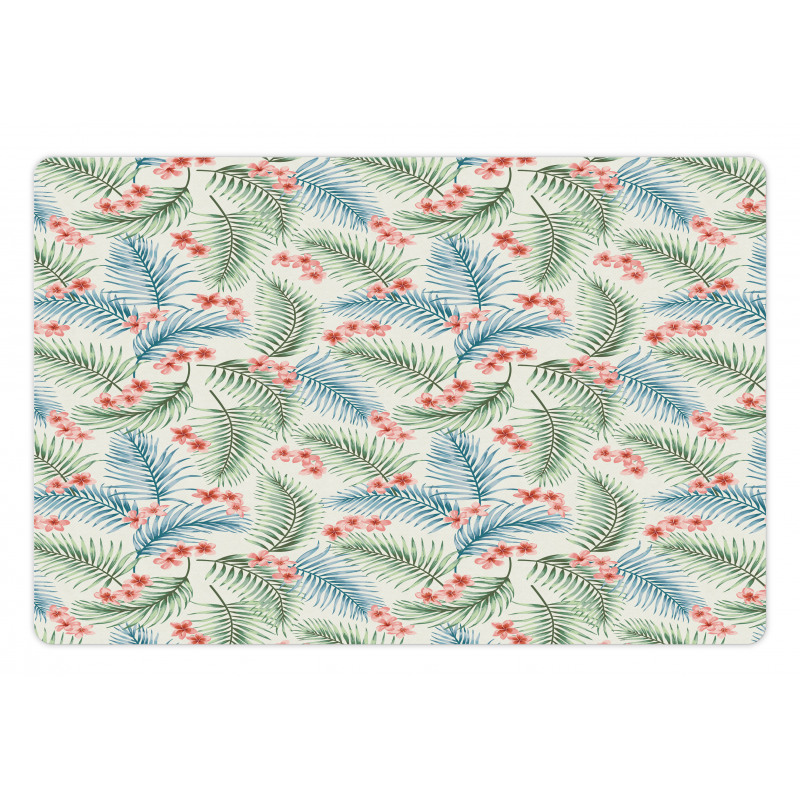 Vintage Plumerias on Leaves Pet Mat