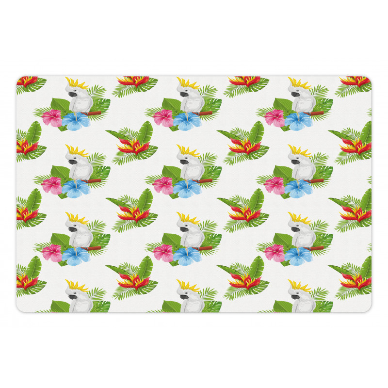 Cockatoo and Tropical Petals Pet Mat