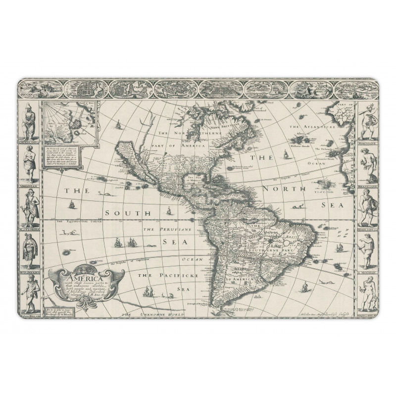 Retro Old America Map Pet Mat