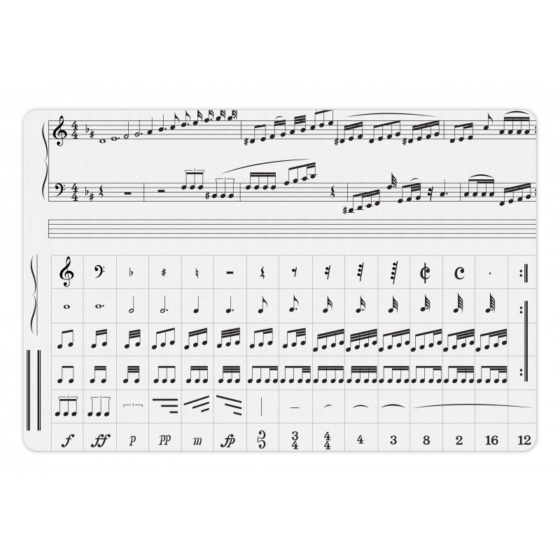 Detailed Musical Motifs Pet Mat